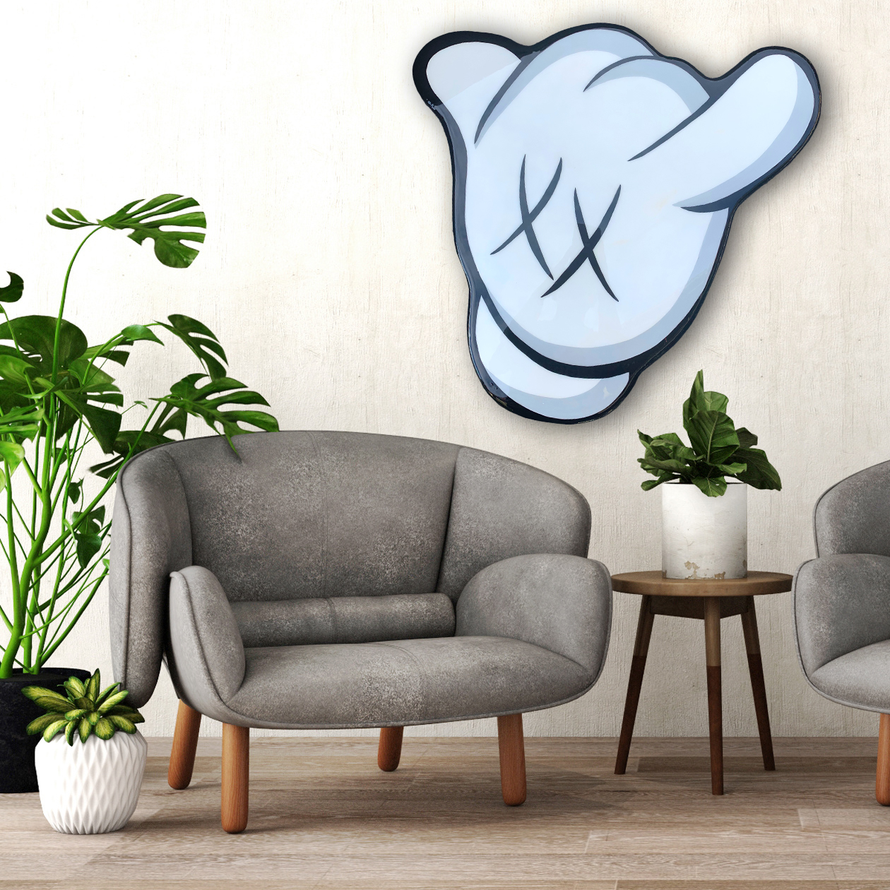 Hang Loose Kaws Inspired Wall Art by Idiot Box Art