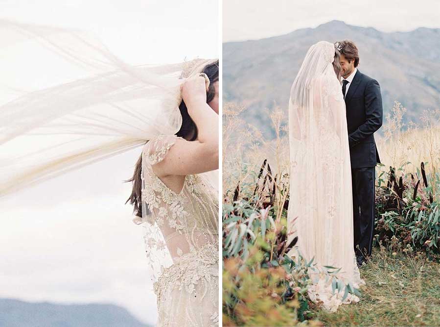 MAGNOLIA SILK TULE AND FRENCH LACE JULIET CAP VEIL