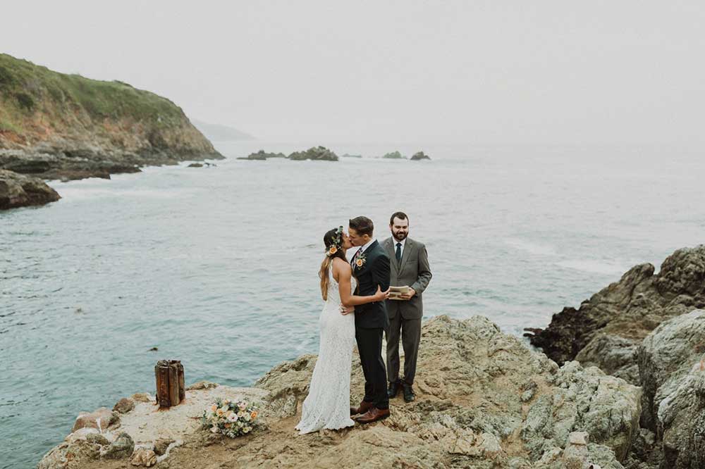 bride and groom at Big Sur California for their wedding elopement