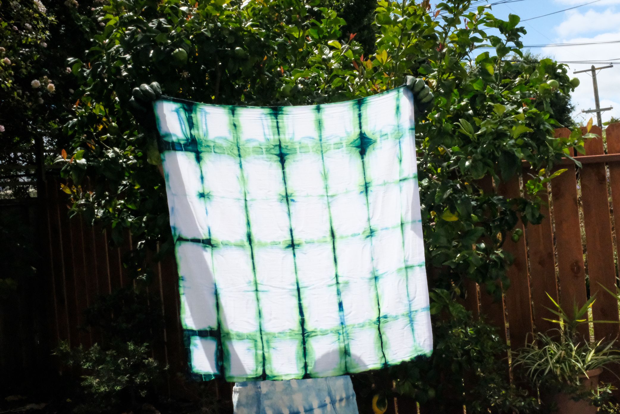 Green Hand Dyed Tie Dye indigo fabric by yard Indian Quilting Shibori Fabric