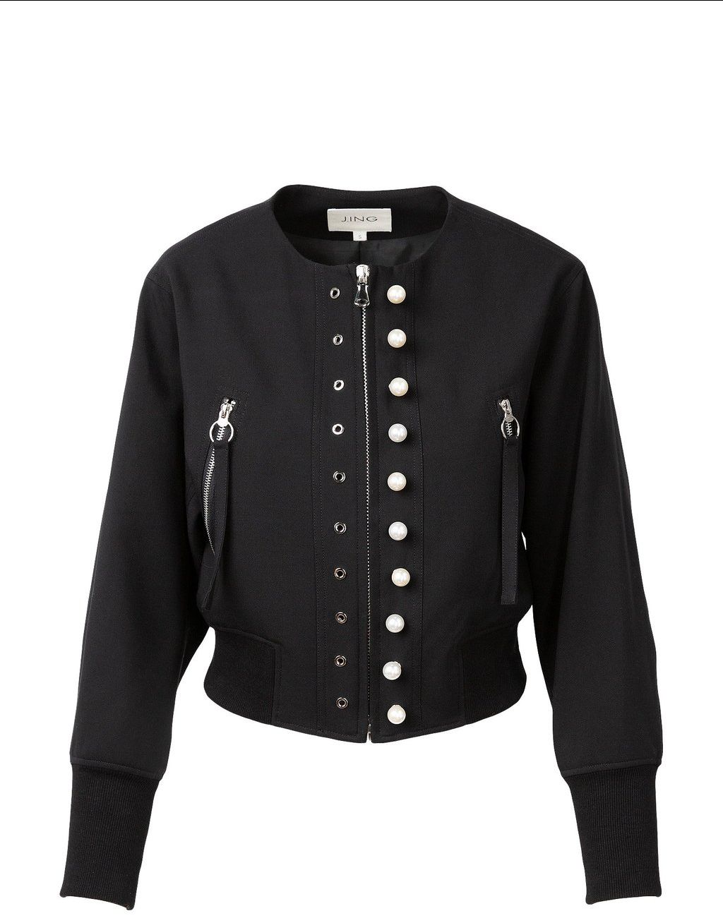 Obsidian Black Studded Jacket by J.ING women's clothing