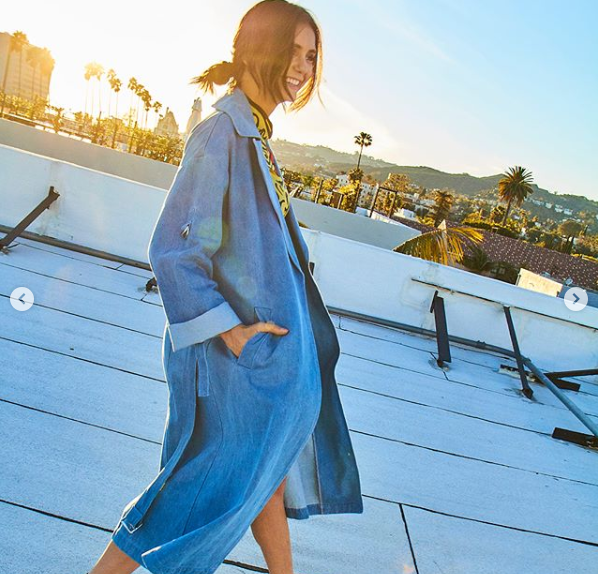 Nina Dobrev in J.ING's jean long jacket coat for women