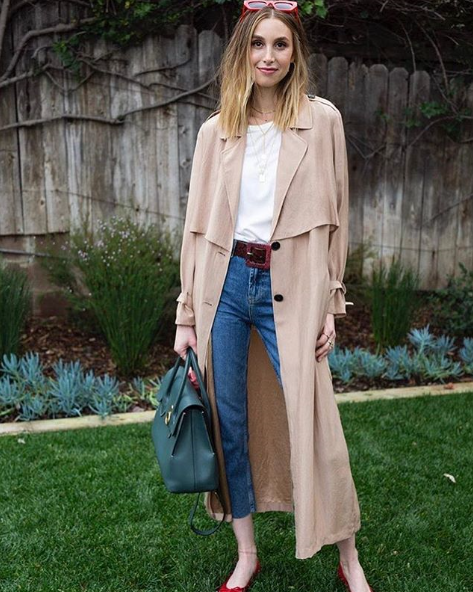 Whitney Wearing J.ING's Beatrice Silk Trench Coat
