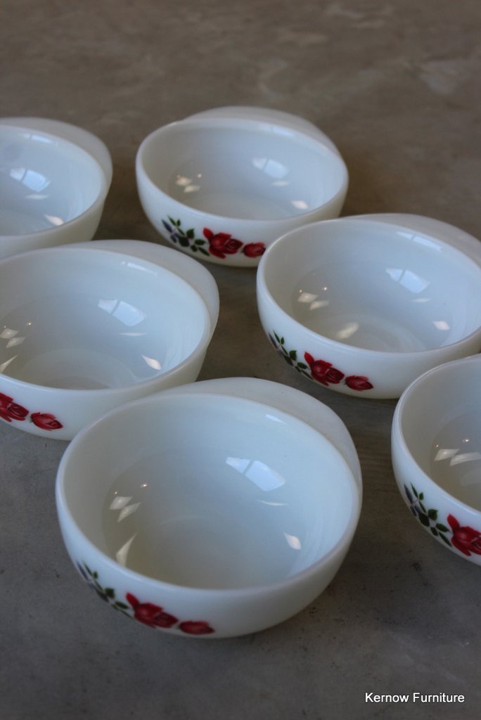 JAJ Pyrex Rose Bowls x 6