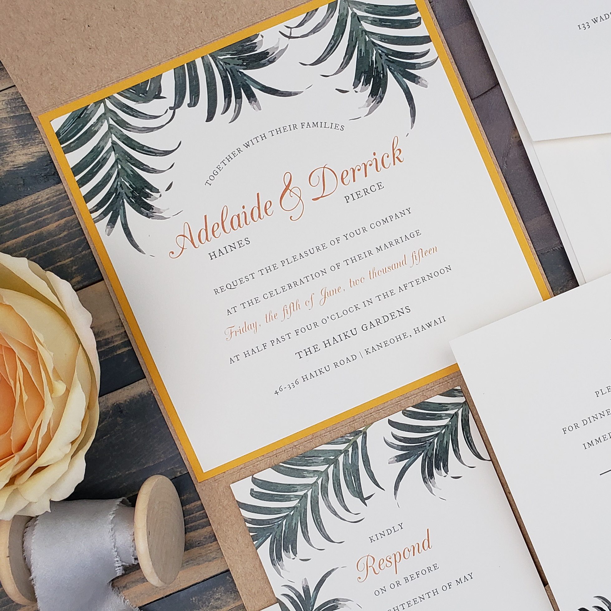 Bright and Vibrant Tropical Theme Wedding Invitation