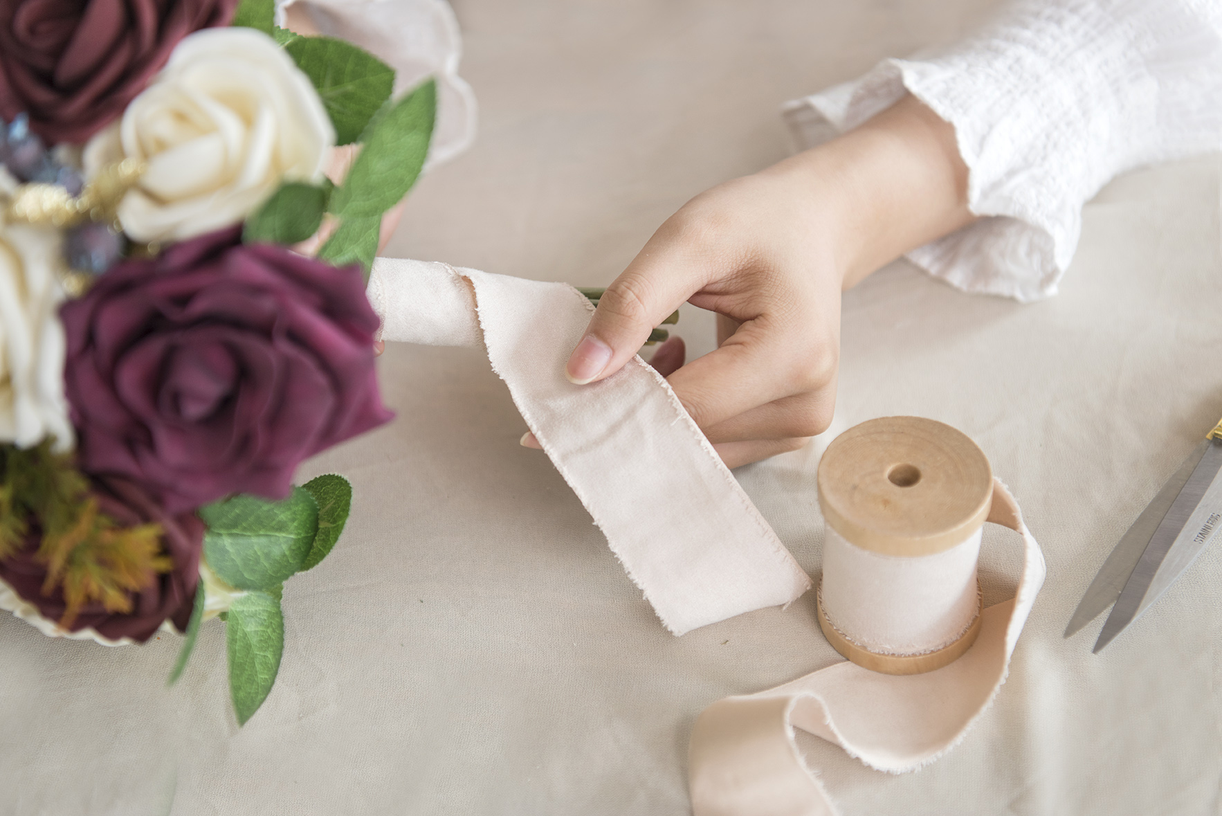 How to Wrap a Wedding Bouquet with Ribbon Step-By-Step