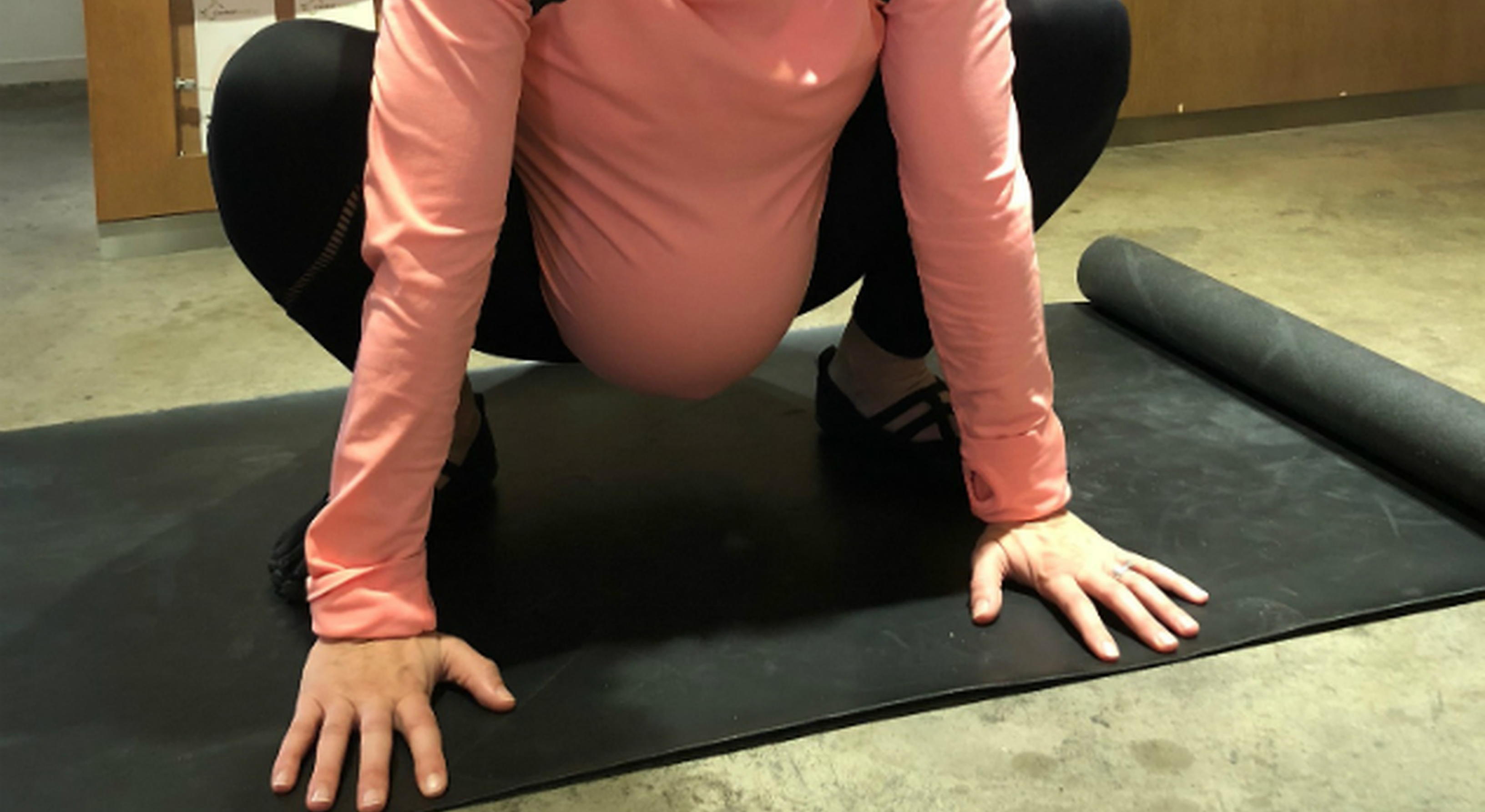 Pregnant woman squatting