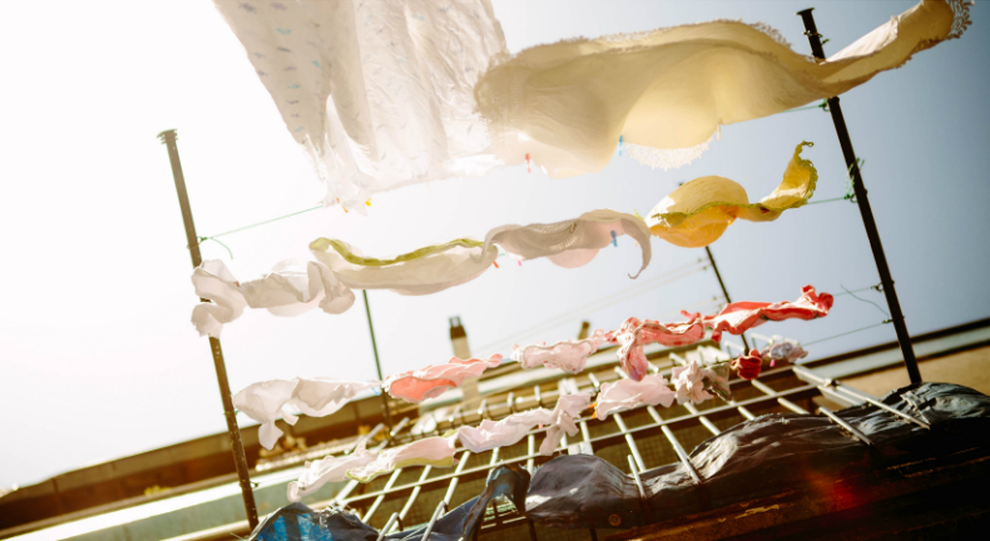 Laundry hanging from a building
