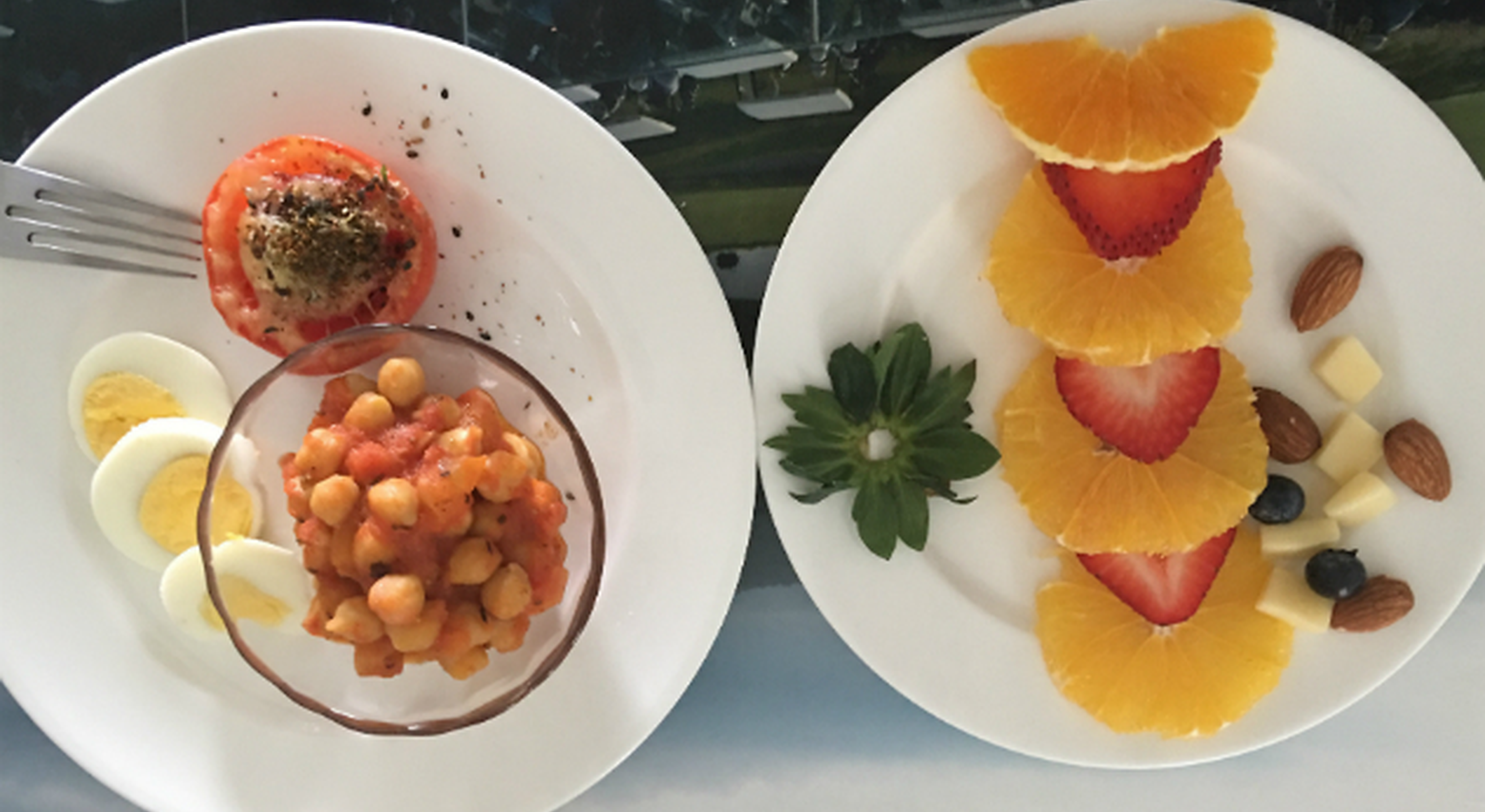 Confinement diet healthy cooked breakfast with fruit