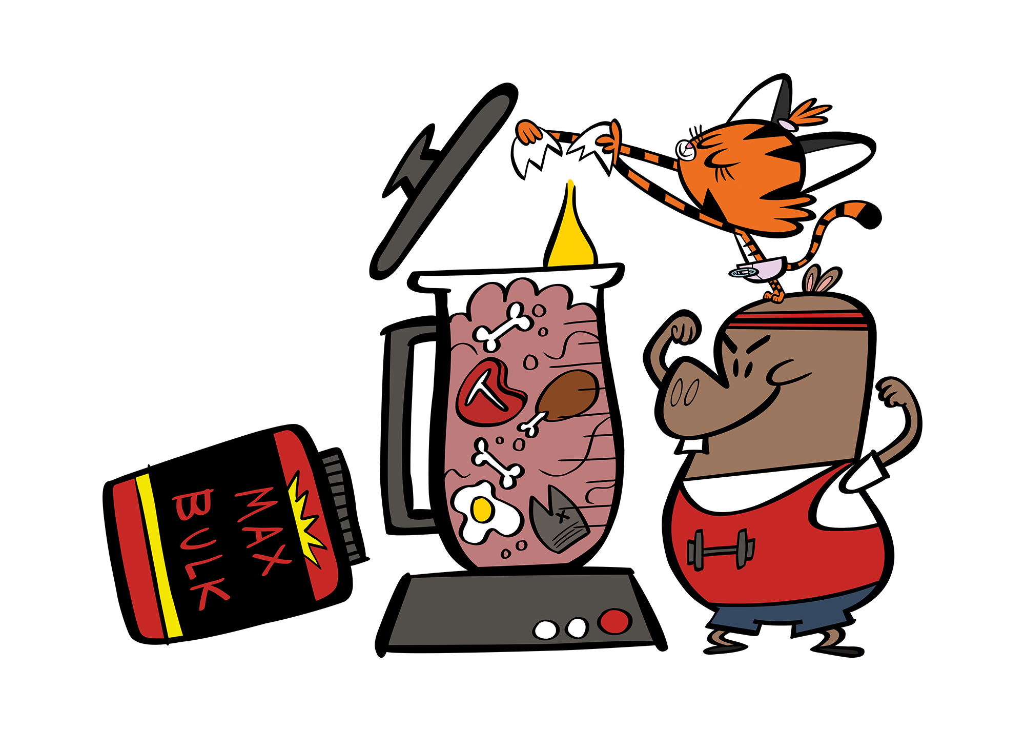 dragon looking at screaming food in fridge