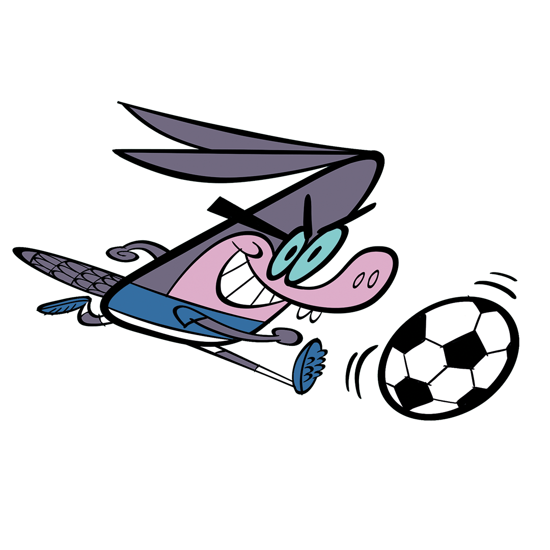 illustrated character playing soccer