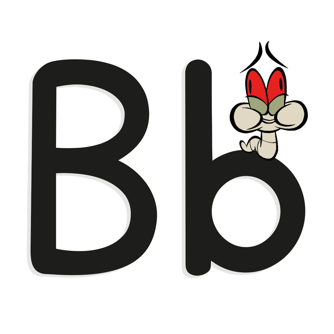 letter b with illustrated worm
