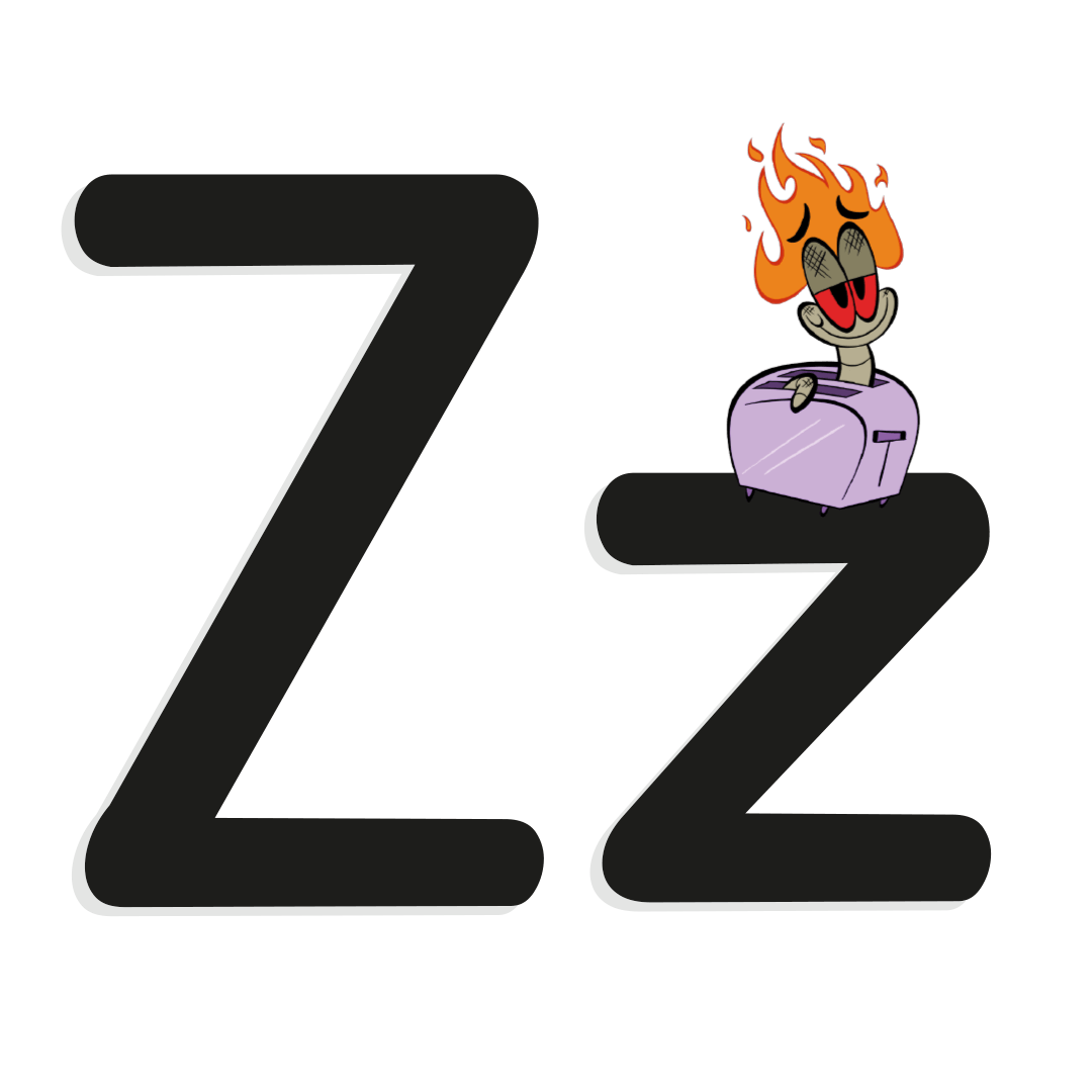 the letter z with illustrated worm