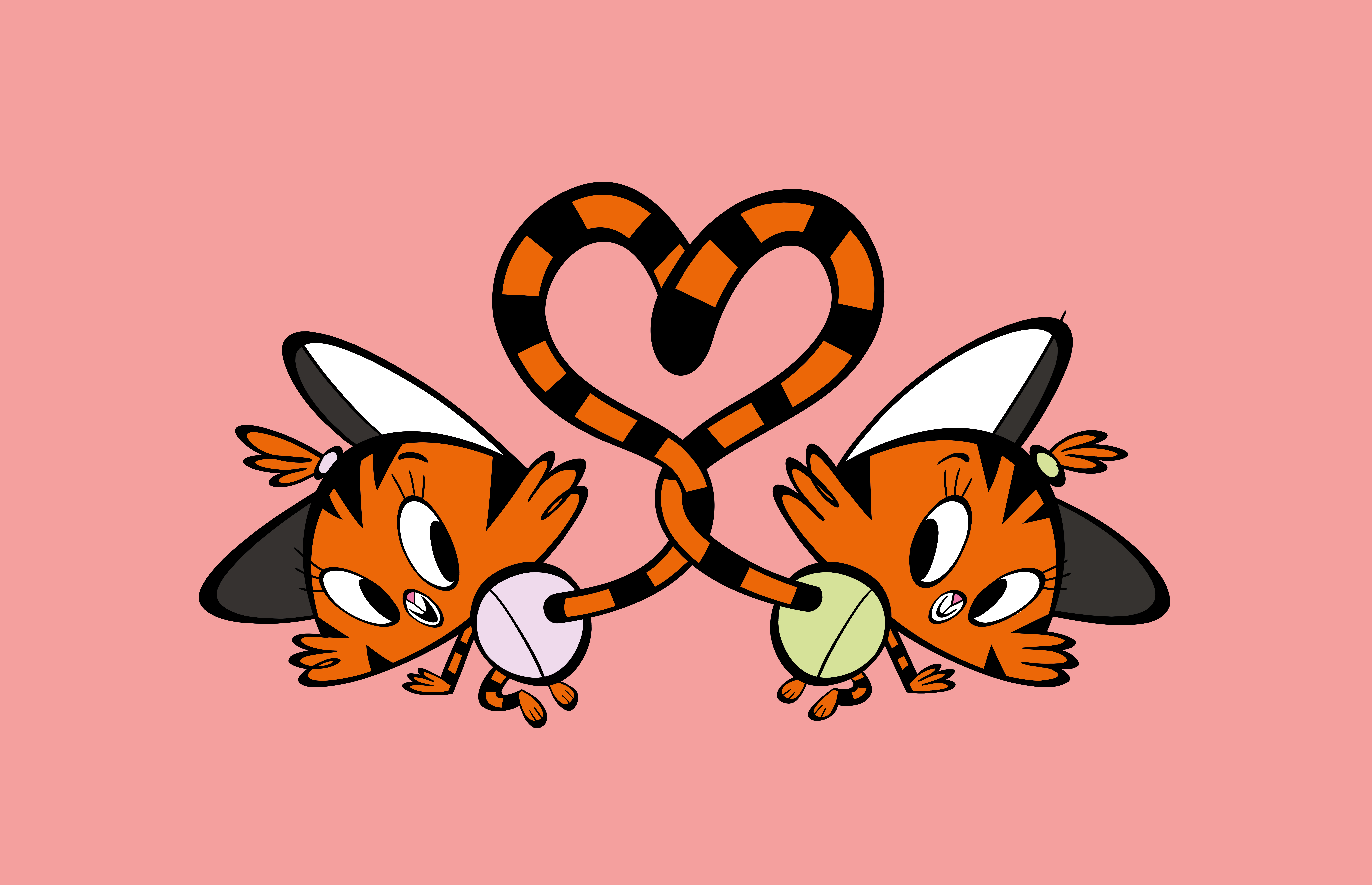 two cats making a heart with their tails