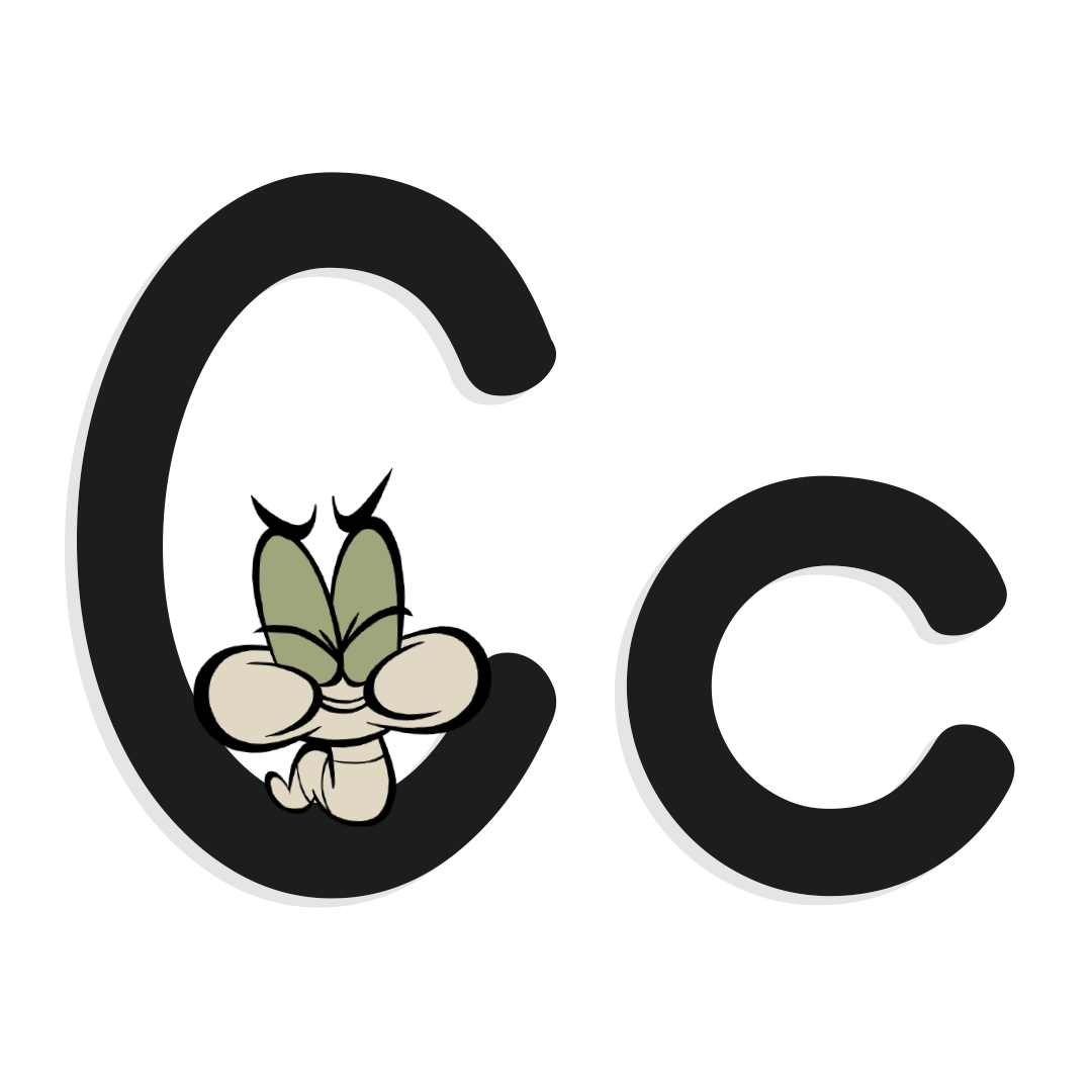 letter c with illustrated worm
