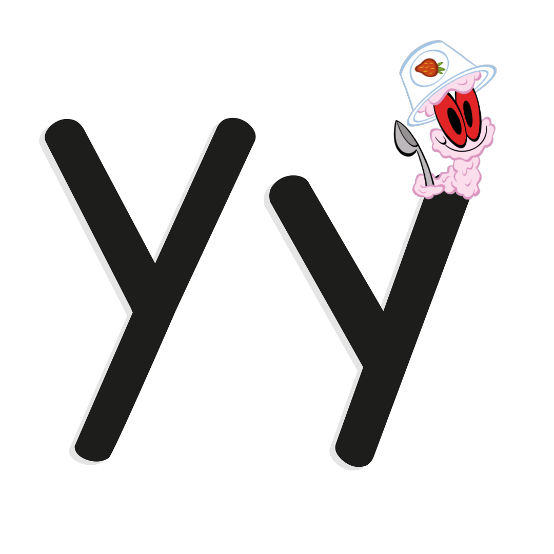 the letter y with illustrated worm