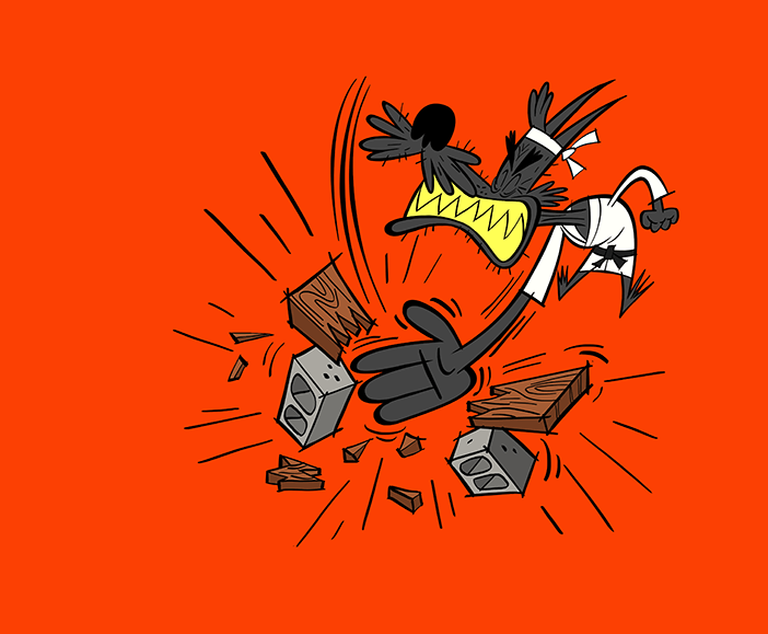 illustrated dog karate-chopping