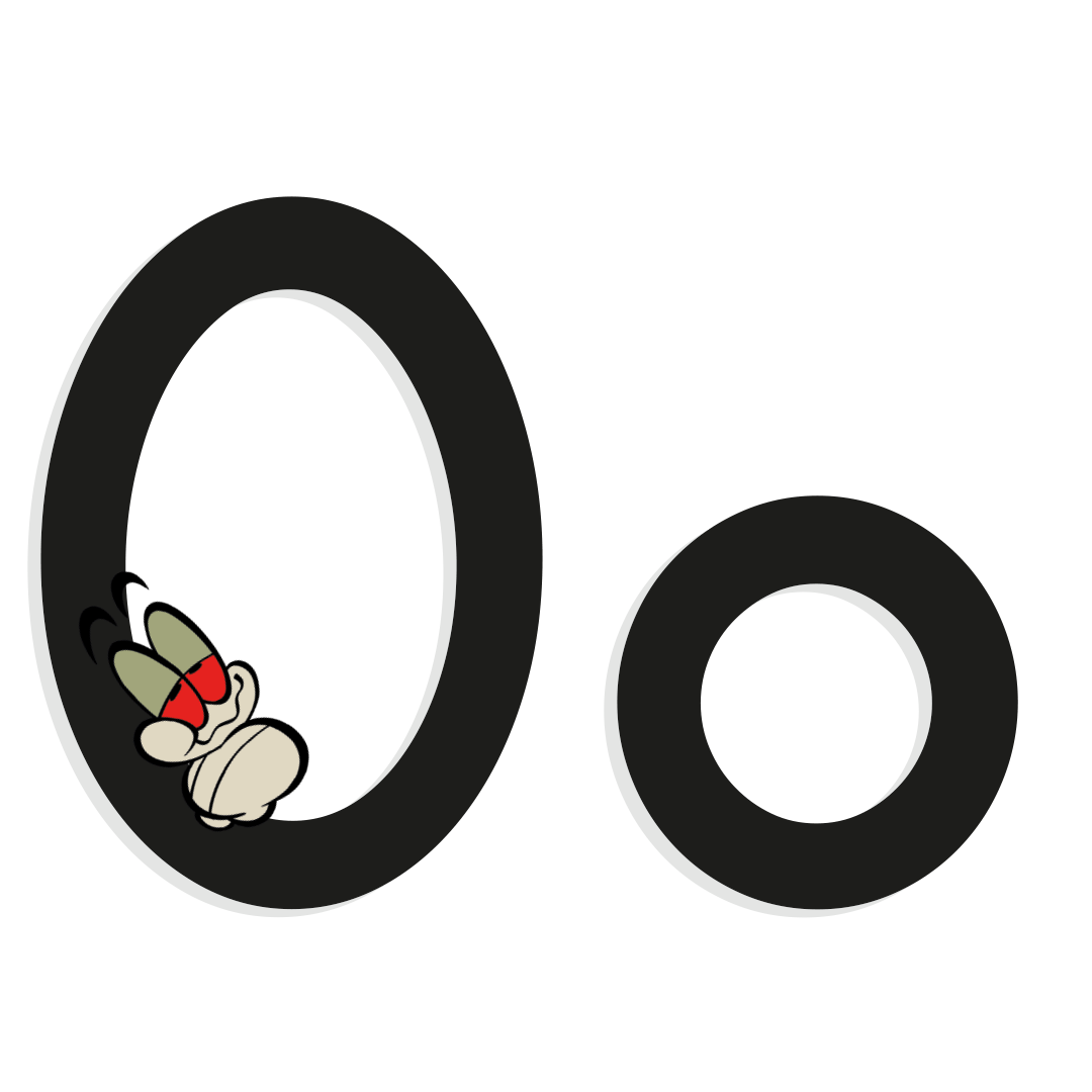 the letter o with illustrated worm