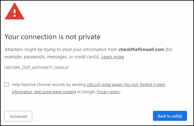 Certificate error caused by SSL inspection