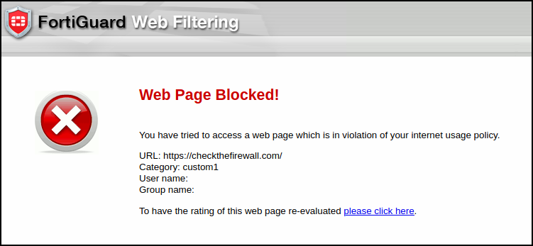 FortiGuard Web Filtering Replacement Message