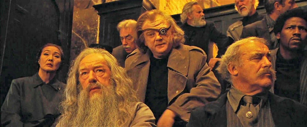 Scene from the Harry Potter Films with Alastor Moody and Albus Dumbledore