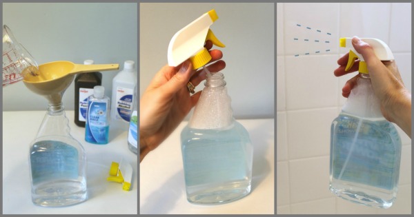 A vinegar and water solution to help remove scum.