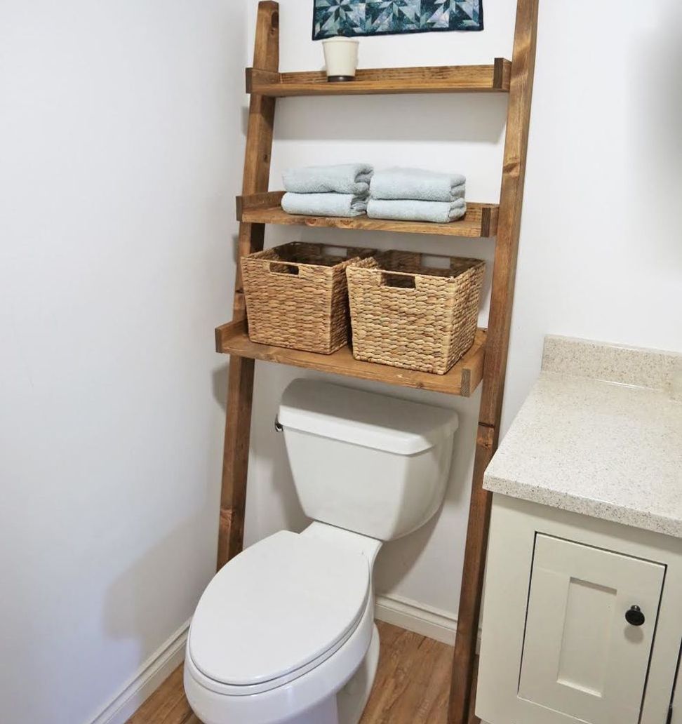 Over the toilet ladder storage