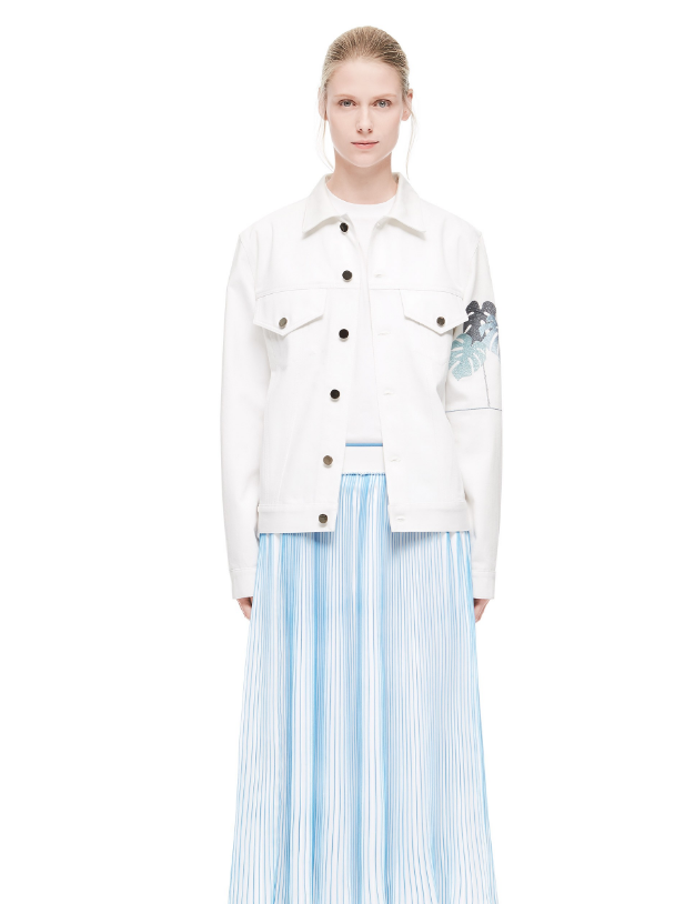 white denim jacket by victoria beckham