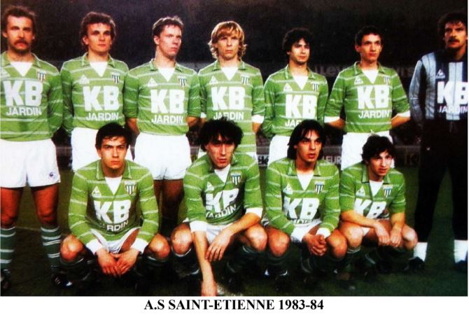 Maillot vintage de lAS Saint-Etienne KB Jardin de 1981 jusquà 1984