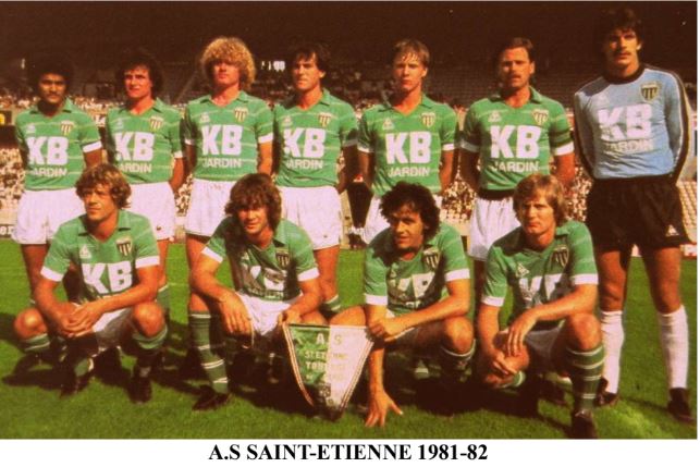 Maillot vintage de lAS Saint-Etienne KB Jardin de 1981 jusquà 1984