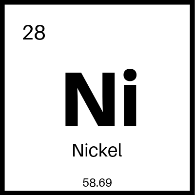 Nickel element from periodic table.