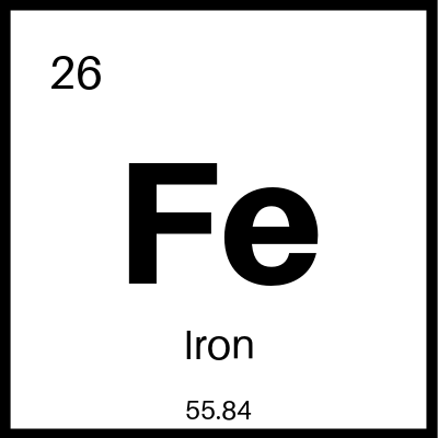 Iron element from periodic table.