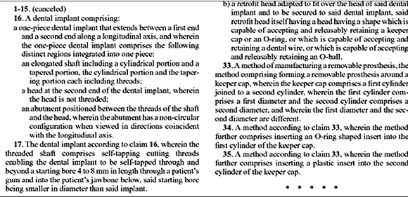 Claims section of a patent attorney.