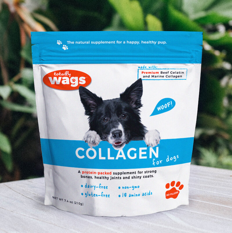 Bag of Collagen for Dogs on Table Outside