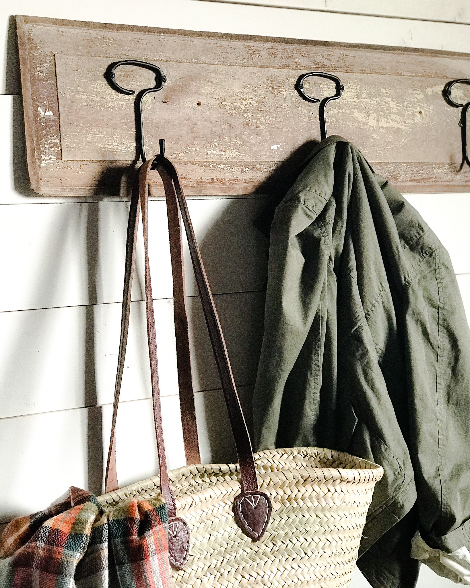 Styled coat rack close-up