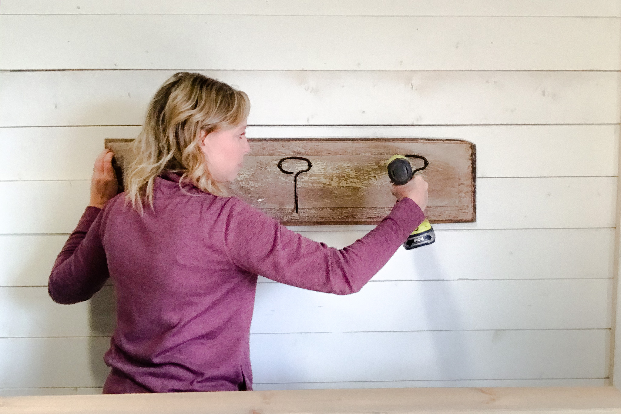 hanging up a coat rack